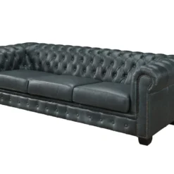 Canapé Chesterfield 4 Places BRENTON 100% Cuir De Buffle Premium - Vert De Gris -Promos Chesteris Boutique canape 1830577