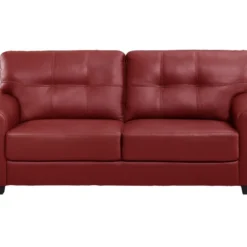 Canapé 3 Places En Cuir HAZEL - Rouge -Promos Chesteris Boutique canape 18364207