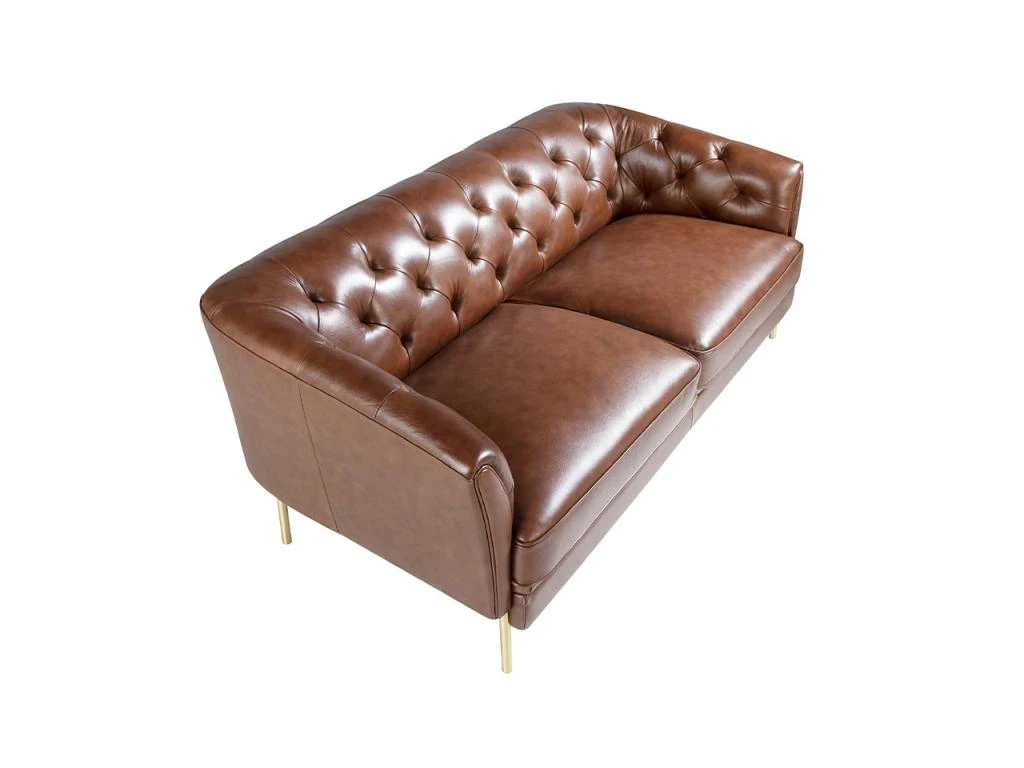 Canapé 2 Places En Cuir Marron Et Acier 6139 ANGEL CERDA 7 Canapé 2 Places En Cuir Marron Et Acier 6139 ANGEL CERDA – Image 7