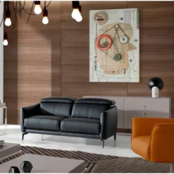 Canapé 2 Places En Cuir Et Acier Noir 6058 ANGEL CERDA -Promos Chesteris Boutique canape 18426041