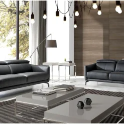 Canapé 2 Places En Cuir Et Acier Noir 6058 ANGEL CERDA -Promos Chesteris Boutique canape 18426043