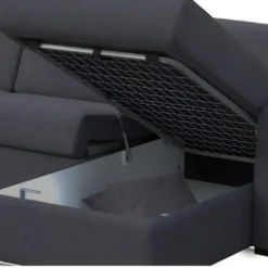 Ensemble Canapé D'angle Convertible Réversible Express En Tissu FLAVIEN Anthracite Avec Couette 220 X 240 Et 2 Oreillers -Promos Chesteris Boutique canape 18442703