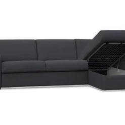 Ensemble Canapé D'angle Convertible Réversible Express En Tissu FLAVIEN Anthracite Avec Couette 220 X 240 Et 2 Oreillers -Promos Chesteris Boutique canape 18442709