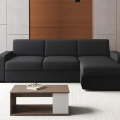 Ensemble Canapé D'angle Convertible Réversible Express En Tissu FLAVIEN Anthracite Avec Couette 220 X 240 Et 2 Oreillers -Promos Chesteris Boutique canape 18442719