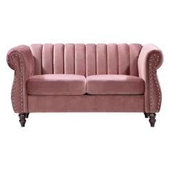Canapé Chesterfield 2 Places En Velours Vieux Rose TRUMBO -Promos Chesteris Boutique canape 18800789