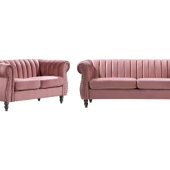 Canapés Chesterfield 3 Places Et 2 Places En Velours Vieux Rose TRUMBO -Promos Chesteris Boutique canape 18800851