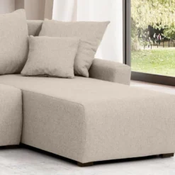 Canapé D'angle Panoramique Convertible En Tissu Beige LADAZIA -Promos Chesteris Boutique canape 18812531