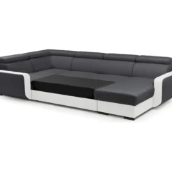 Canapé Panoramique Convertible EMPERO U Blanc Et Gris En Tissu Et Simili 7 Canapé Panoramique Convertible EMPERO U Blanc Et Gris En Tissu Et Simili -Promos Chesteris Boutique canape 18852341