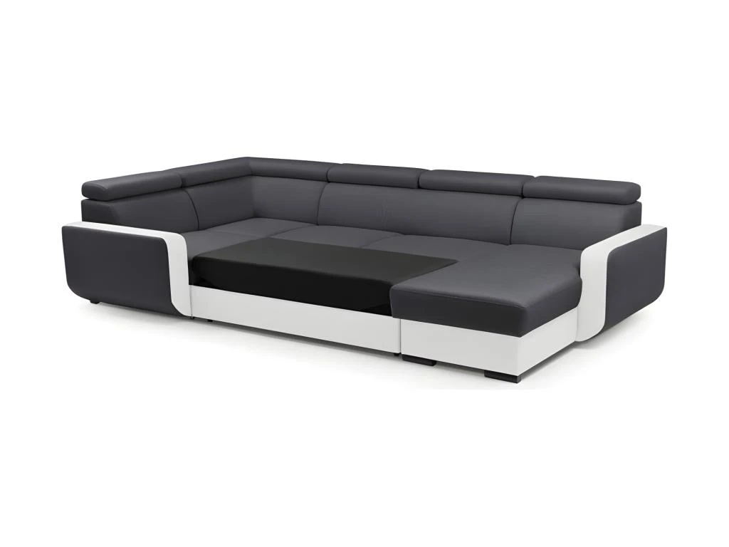 Canapé Panoramique Convertible EMPERO U Blanc Et Gris En Tissu Et Simili 3 Canapé Panoramique Convertible EMPERO U Blanc Et Gris En Tissu Et Simili – Image 3