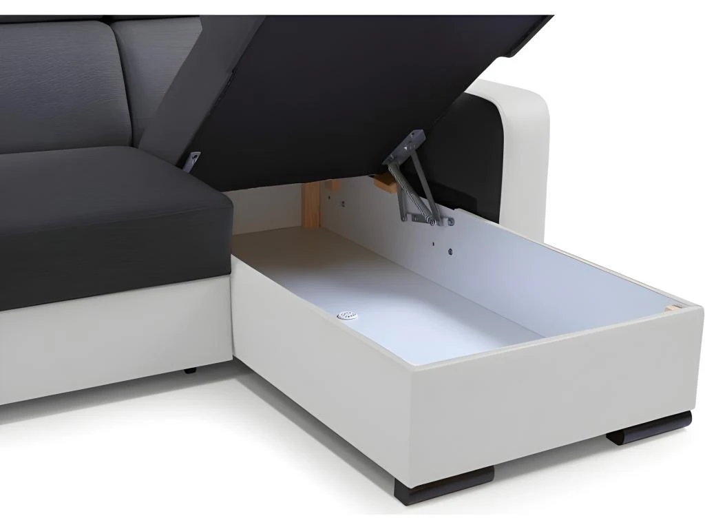 Canapé Panoramique Convertible EMPERO U Blanc Et Gris En Tissu Et Simili 4 Canapé Panoramique Convertible EMPERO U Blanc Et Gris En Tissu Et Simili – Image 4