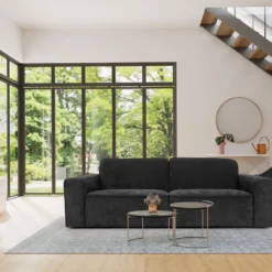 Canapé 3 Places En Tissu Anthracite MINATA