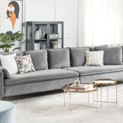 Canapé En Velours Gris Clair AURE