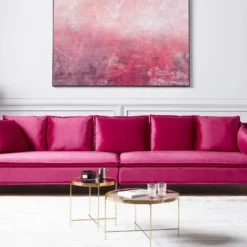 Canapé En Velours Rose Fuchsia AURE