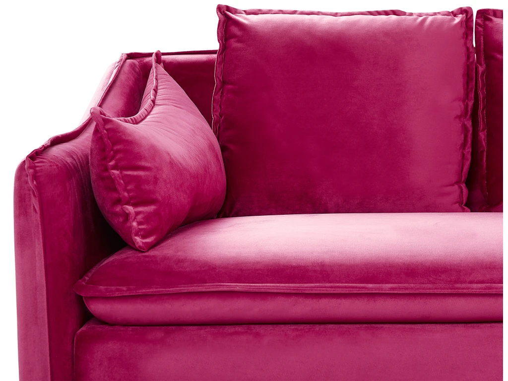 Canapé En Velours Rose Fuchsia AURE 8 Canapé En Velours Rose Fuchsia AURE – Image 8