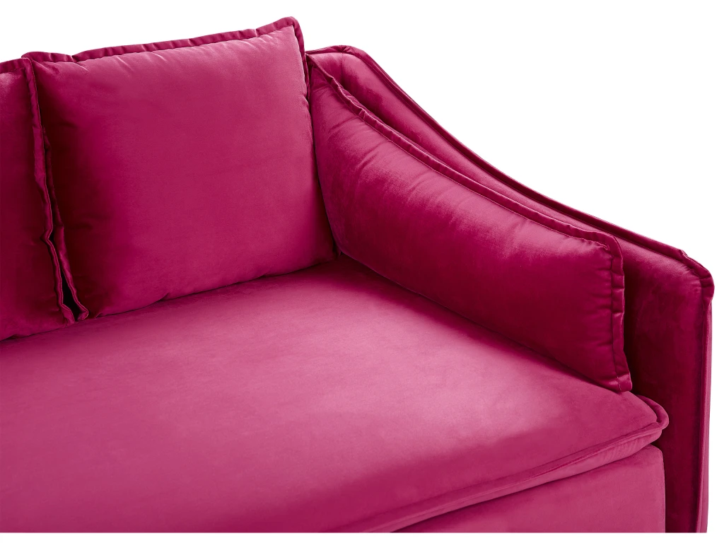 Canapé En Velours Rose Fuchsia AURE 9 Canapé En Velours Rose Fuchsia AURE – Image 9
