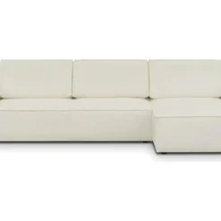 Canapé D'angle Convertible Réversible 5 Places Avec Coffre De Rangement En Tissu Bouclettes écru - Harper