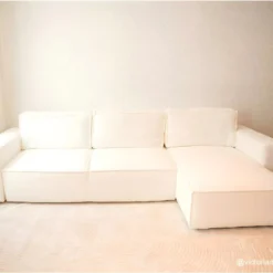 Canapé D'angle Convertible Réversible 5 Places Avec Coffre De Rangement En Tissu Bouclettes écru - Harper -Promos Chesteris Boutique canape 18859125