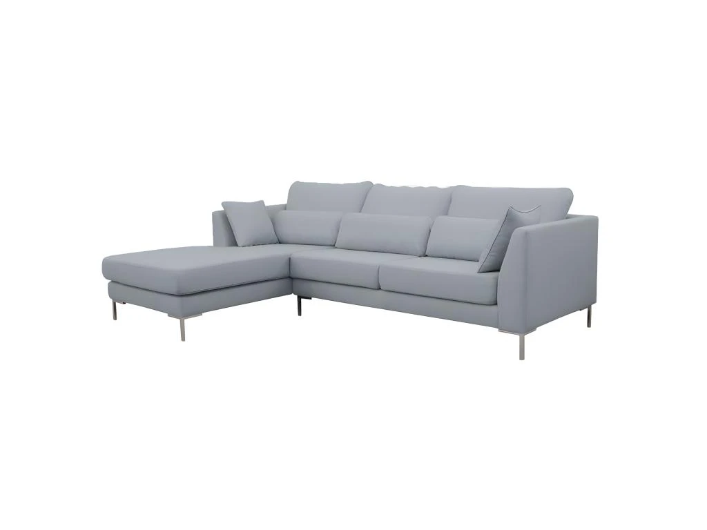 Canapé D'angle Gauche Tissu Chiné Gris Et Pieds Métal Chromé - SCAVO 1 Canapé D'angle Gauche Tissu Chiné Gris Et Pieds Métal Chromé - SCAVO