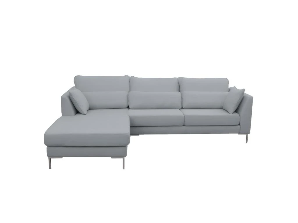 Canapé D'angle Gauche Tissu Chiné Gris Et Pieds Métal Chromé - SCAVO 3 Canapé D'angle Gauche Tissu Chiné Gris Et Pieds Métal Chromé - SCAVO – Image 3