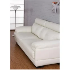 Canapé 2 Places En Cuir De Buffle MANUELLA - Blanc Ivoire -Promos Chesteris Boutique canape 18992