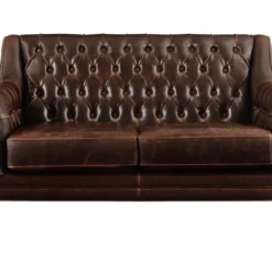 Canapé 2 Places En Cuir COLBERT - Marron