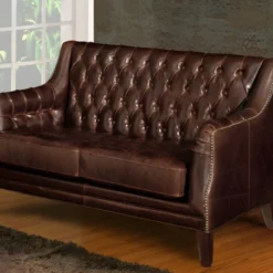 Canapé 2 Places En Cuir COLBERT - Marron -Promos Chesteris Boutique canape 190157