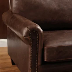 Canapé 2 Places En Cuir Vieilli CASSANDRA - Marron -Promos Chesteris Boutique canape 190173