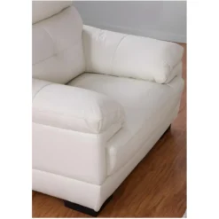 Canapé 3 Places En Cuir De Buffle MANUELLA - Blanc Ivoire -Promos Chesteris Boutique canape 19045 3