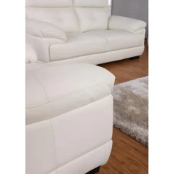 Canapé 2 Places En Cuir De Buffle MANUELLA - Blanc Ivoire -Promos Chesteris Boutique canape 19053