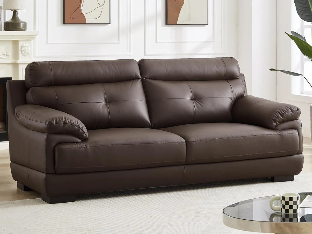 Canapé 3 Places En Cuir De Buffle MANUELLA - Marron 7 Canapé 3 Places En Cuir De Buffle MANUELLA - Marron – Image 7