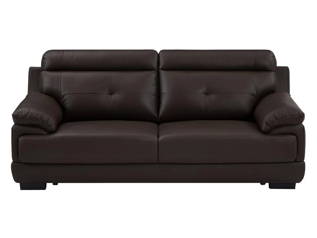 Canapé 3 Places En Cuir De Buffle MANUELLA - Marron 3 Canapé 3 Places En Cuir De Buffle MANUELLA - Marron – Image 3