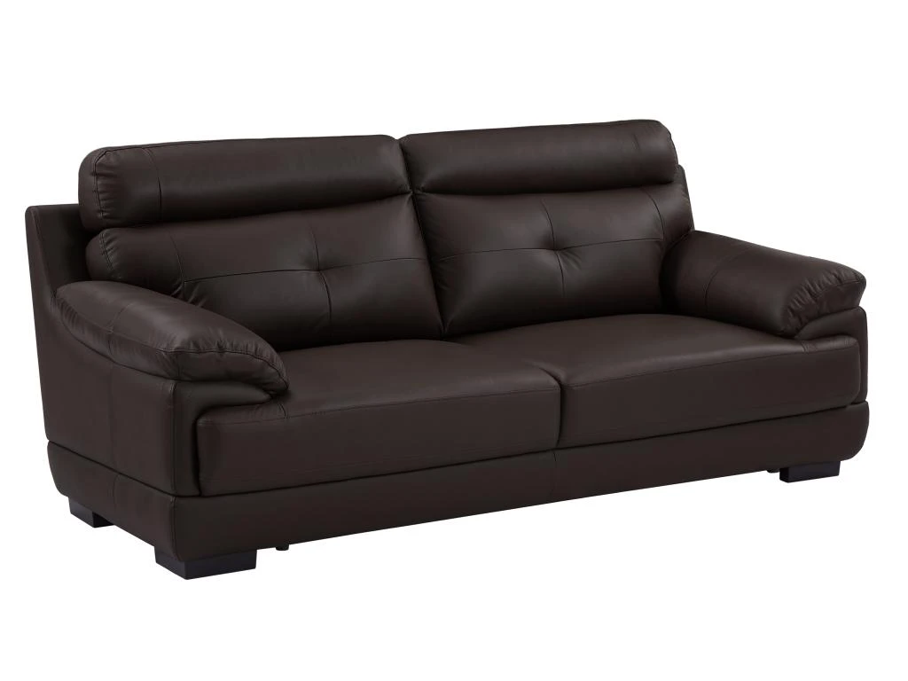 Canapé 3 Places En Cuir De Buffle MANUELLA - Marron 2 Canapé 3 Places En Cuir De Buffle MANUELLA - Marron – Image 2