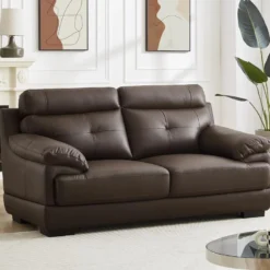 Canapé 2 Places En Cuir De Buffle MANUELLA - Marron -Promos Chesteris Boutique canape 19077173