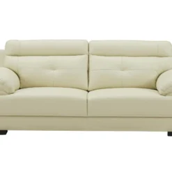 Canapé 3 Places En Cuir De Buffle MANUELLA - Blanc Ivoire -Promos Chesteris Boutique canape 19078983