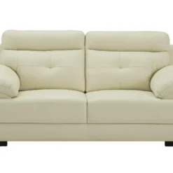 Canapé 2 Places En Cuir De Buffle MANUELLA - Blanc Ivoire -Promos Chesteris Boutique canape 19079389