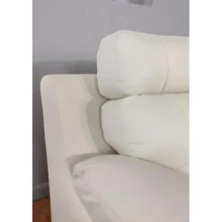 Canapé 2 Places En Cuir De Buffle MANUELLA - Blanc Ivoire -Promos Chesteris Boutique canape 19096