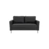 Canapé 2 Places - Simili Noir - Style Essentiel - L 150 X P 80 X H 85 Cm - KENT