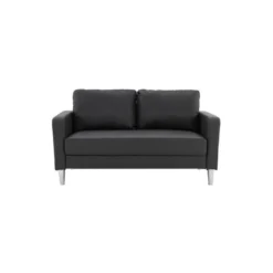 Canapé 2 Places - Simili Noir - Style Essentiel - L 150 X P 80 X H 85 Cm - KENT