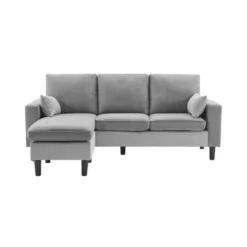 Canapé D'angle Réversible - Tissu Gris Clair Et Blanc - L 194 X P 139 X H 83 Cm - BOSTON -Promos Chesteris Boutique canape 19145239