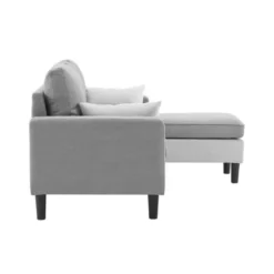 Canapé D'angle Réversible - Tissu Gris Clair Et Blanc - L 194 X P 139 X H 83 Cm - BOSTON -Promos Chesteris Boutique canape 19145243