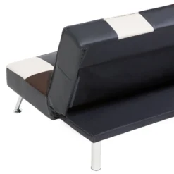 Canapé Convertible 3 Places Patchwork En Cuir PU Noir Et Beige OLSKER -Promos Chesteris Boutique canape 19197567