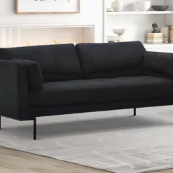 Canapé 3 Places En Tissu Anthracite Et Pieds En Métal ISABELLA -Promos Chesteris Boutique canape 19219403