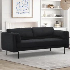 Canapé 3 Places En Tissu Anthracite Et Pieds En Métal ISABELLA