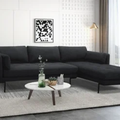 Canapé D'angle Droit En Tissu Anthracite Et Pieds En Métal ISABELLA -Promos Chesteris Boutique canape 19222709