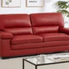 Canapé 3 Places En Cuir De Buffle Rouge MIMAS