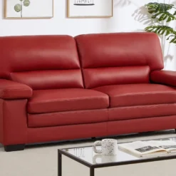Canapé 3 Places En Cuir De Buffle Rouge MIMAS