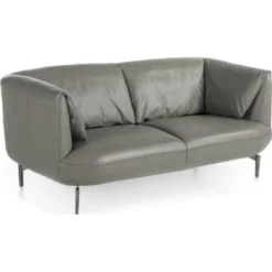 Canapé 2 Places En Cuir Avec Pieds Acier Poli
