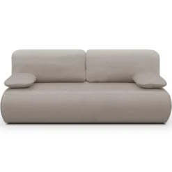 Canapé Convertible 3 Places Avec Coffre De Rangement En Velours Taupe - Gemma