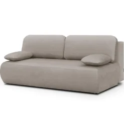 Canapé Convertible 3 Places Avec Coffre De Rangement En Velours Taupe - Gemma -Promos Chesteris Boutique canape 19395941