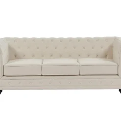 Canapé 3 Places En Tissu Beige CHESTERFIELD -Promos Chesteris Boutique canape 19448629